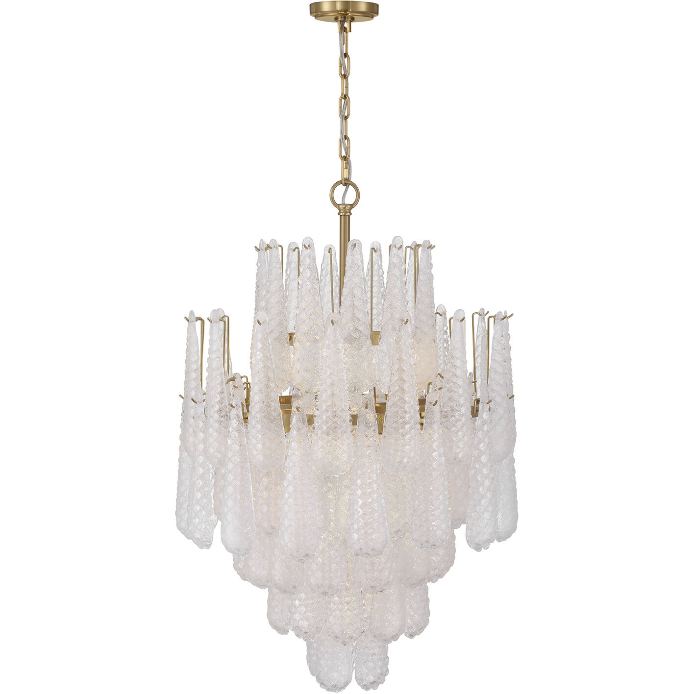 Ollie 16 Light 26.25 inch Aged Brass Chandelier Ceiling Light in Sand Glass Clear