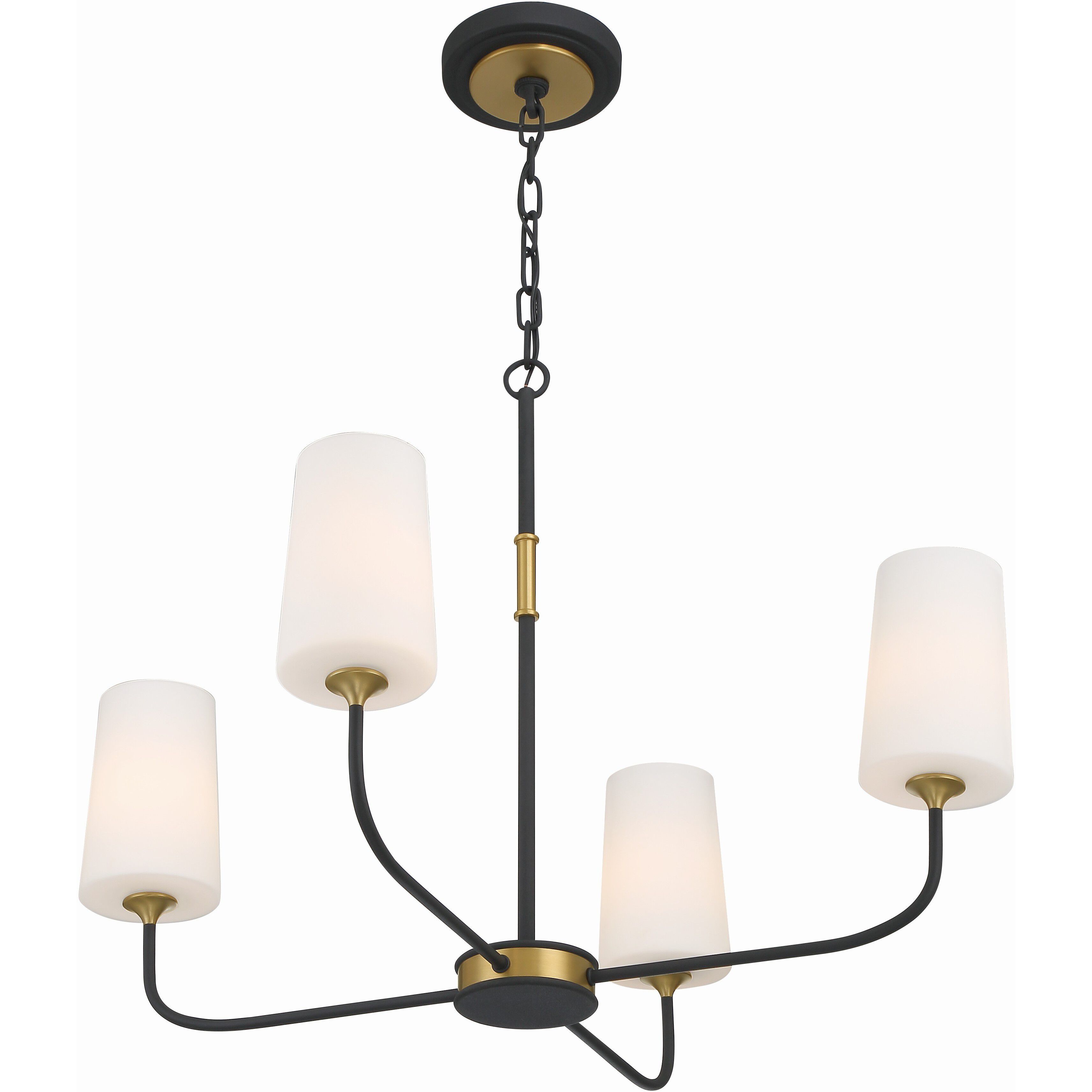 Niles 4 Light 29 inch Black Forged and Modern Gold Chandelier Ceiling Light