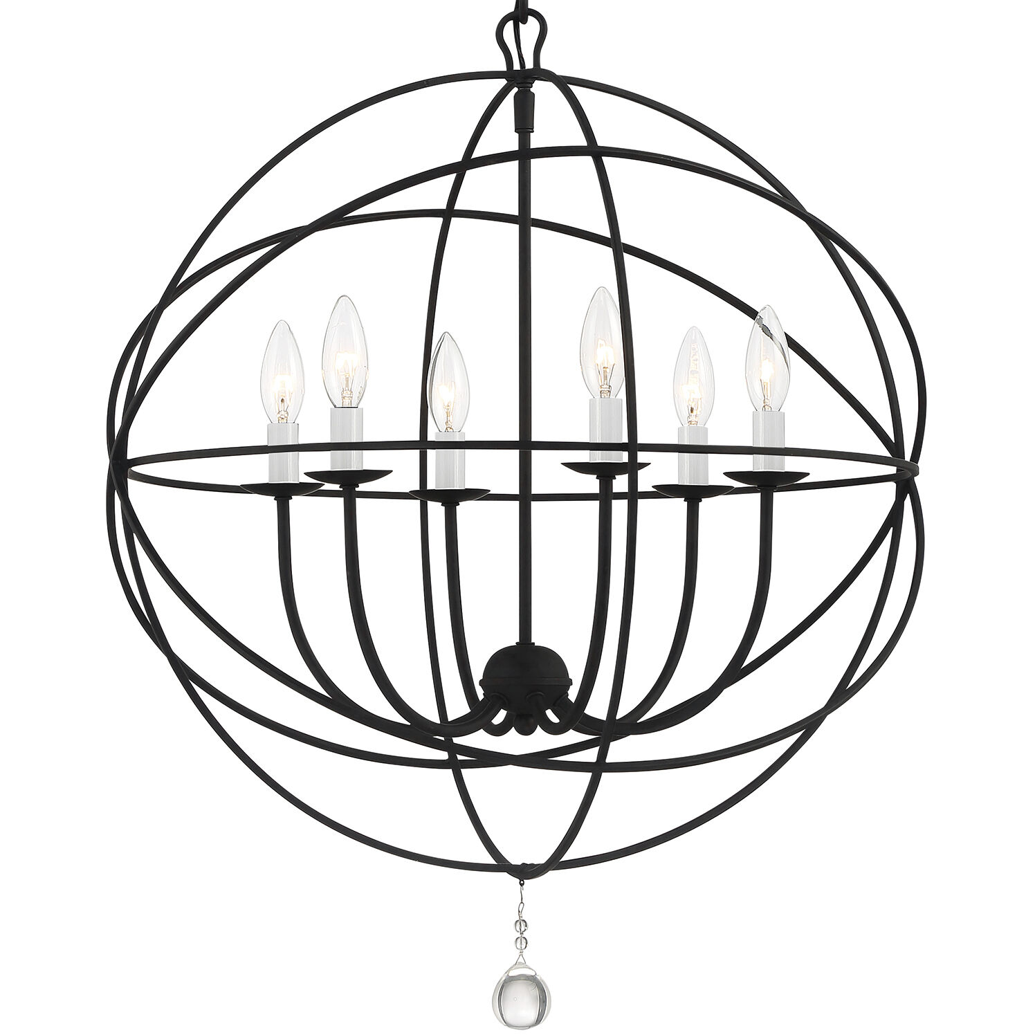 Solaris 6 Light 28.5 inch Black Chandelier Ceiling Light