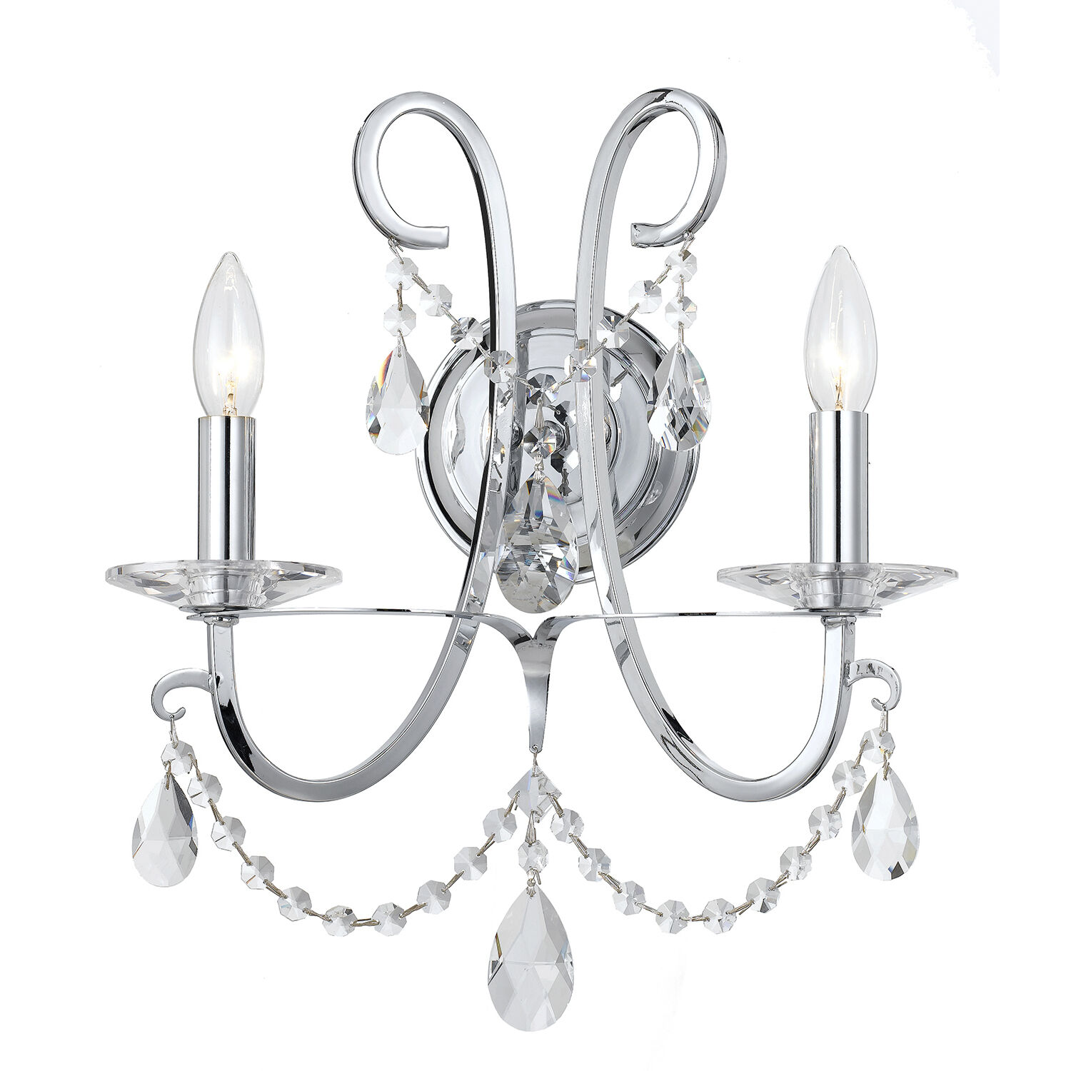 Othello Bath Wall Light in Clear Hand Cut, Polished Chrome