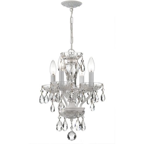 Traditional Crystal 4 Light 11 inch Wet White Mini Chandelier Ceiling Light in Clear Italian