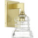 Gregory 1 Light 5.75 inch Aged Brass Bath Wall Sconce Wall Light
