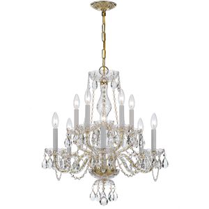 Traditional Crystal 10 Light 23 inch Polished Brass Chandelier Ceiling Light