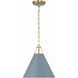 Xavier 1 Light 12 inch Vibrant Gold Mini Pendant Ceiling Light in Vibrant Gold and Blue