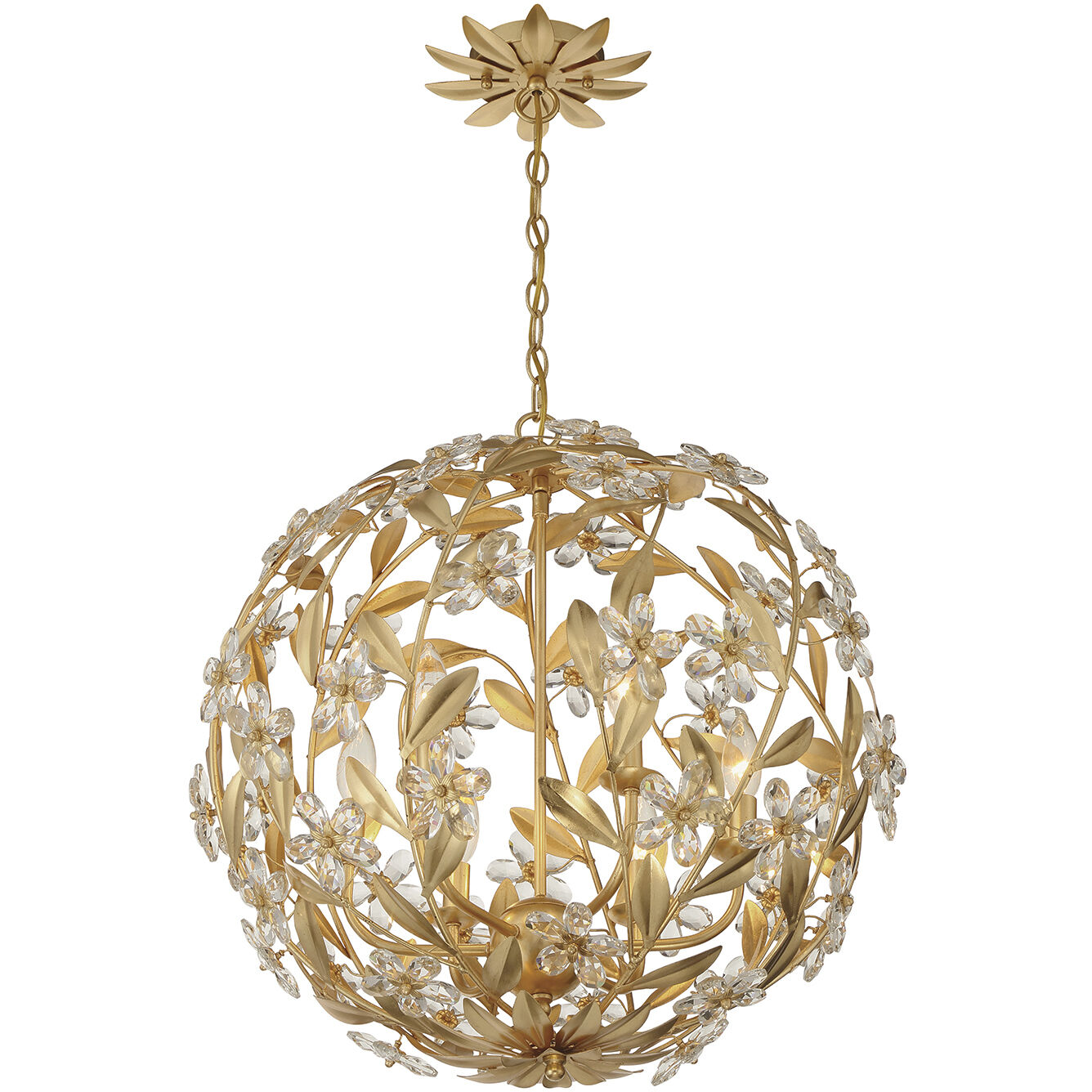 Marselle 6 Light 22 inch Antique Gold Chandelier Ceiling Light
