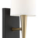 Trenton Bath Sconce Wall Light in Antique Brass and Black
