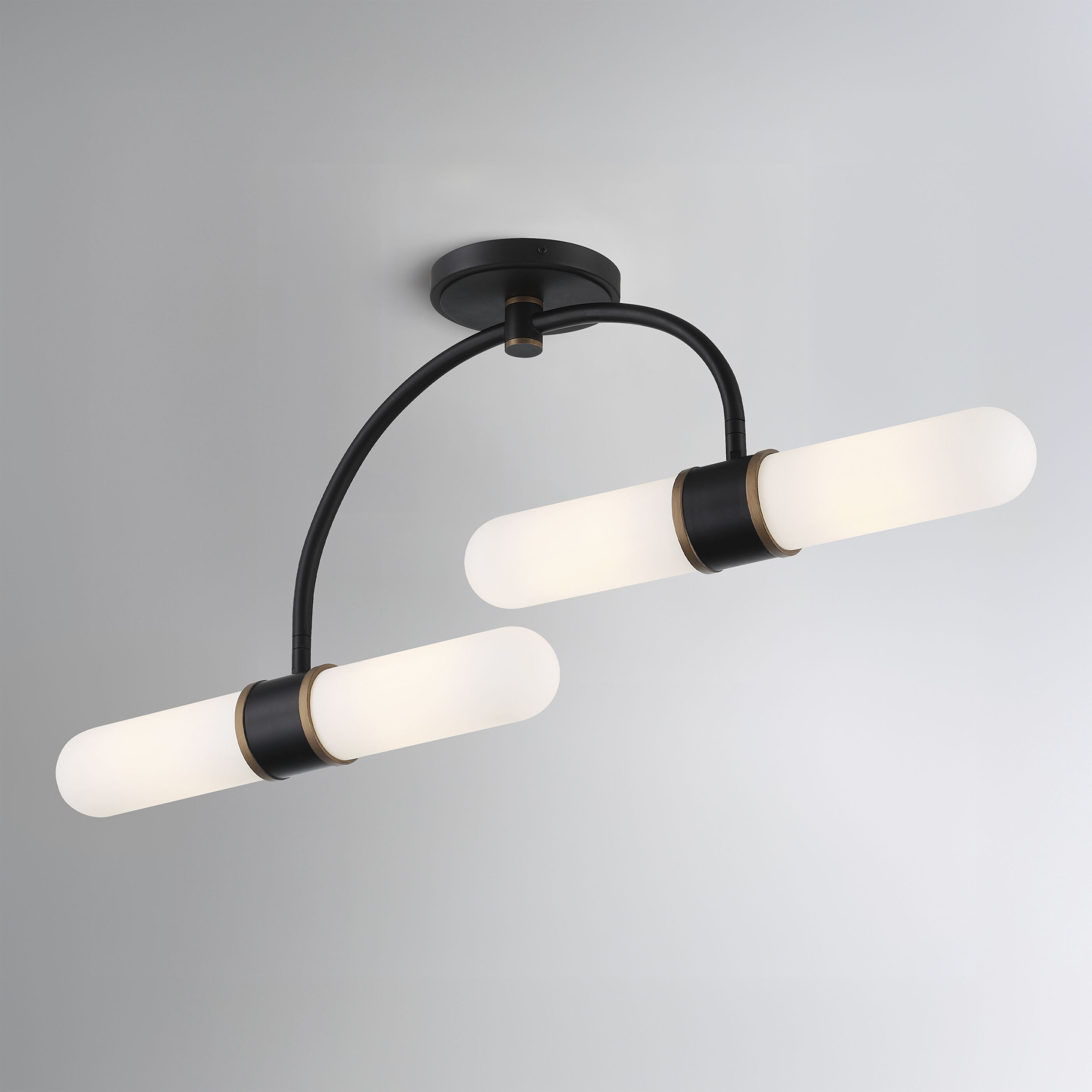 Capsule 4 Light 34.25 inch Matte Black and Textured Gold Semi Flush Ceiling Light