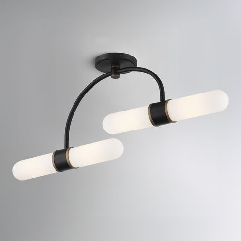 Capsule 4 Light 34.25 inch Matte Black and Textured Gold Semi Flush Ceiling Light
