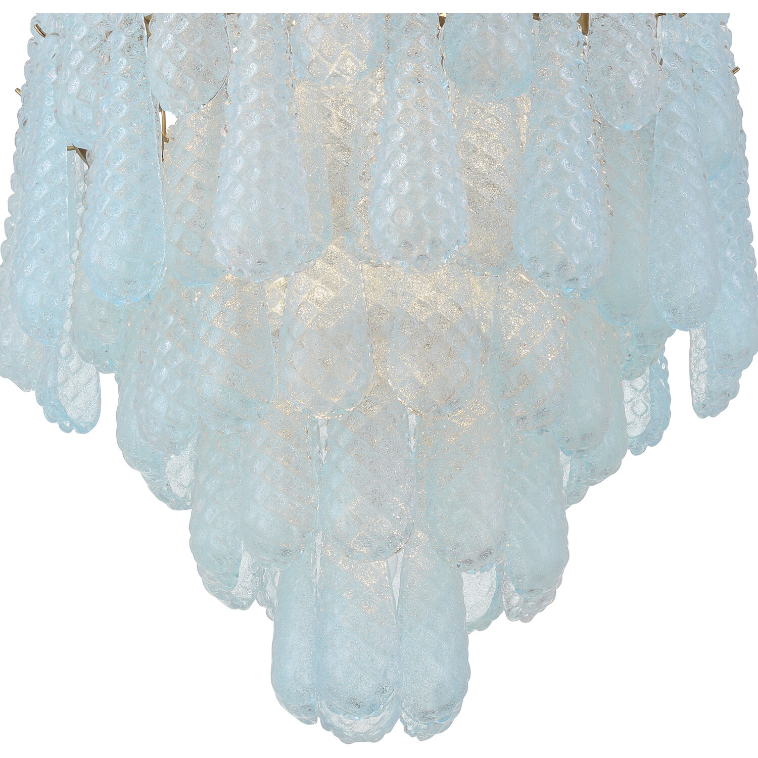 Ollie 16 Light 26.25 inch Aged Brass Chandelier Ceiling Light in Sand Glass Blue