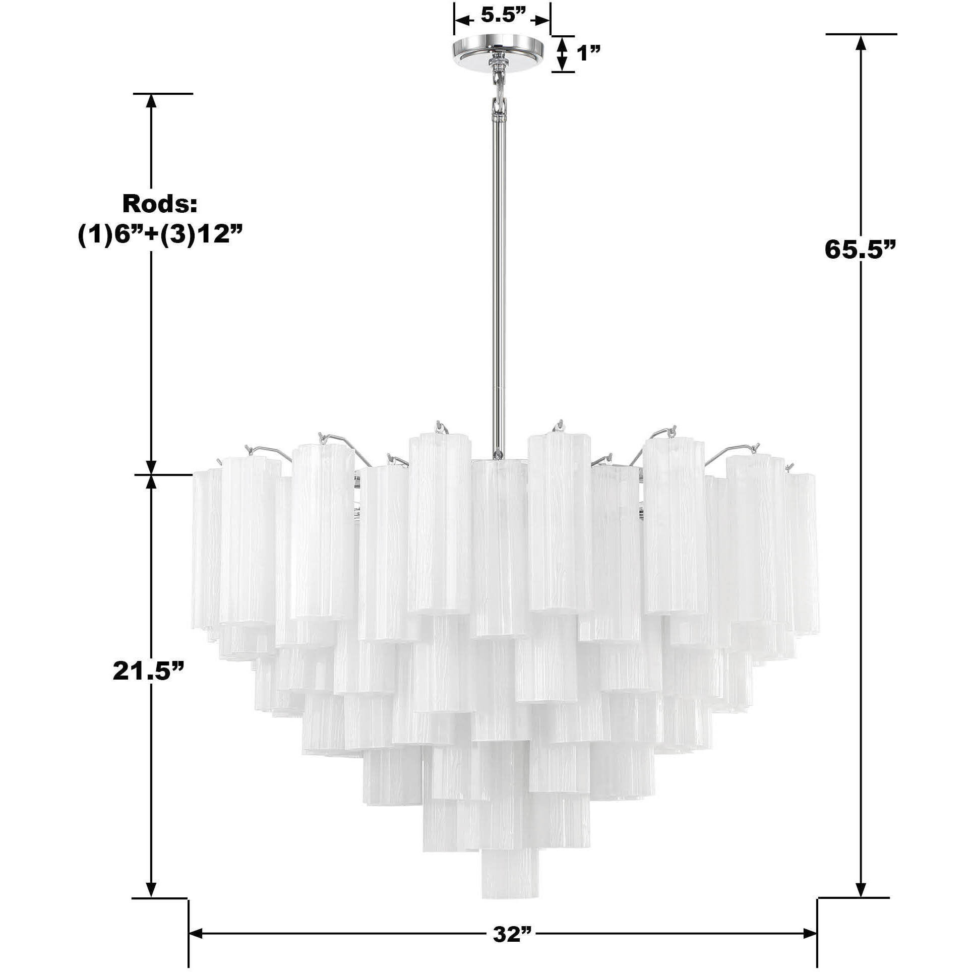 Addis 16 Light 32 inch Polished Chrome Chandelier Ceiling Light in Tronchi Glass White