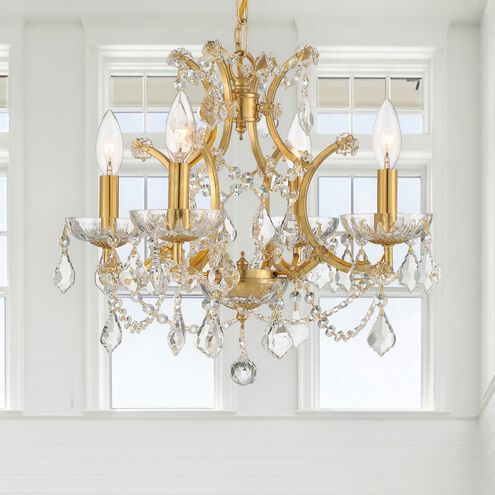 Filmore 4 Light 17 inch Antique Gold Chandelier Ceiling Light in Clear Hand Cut