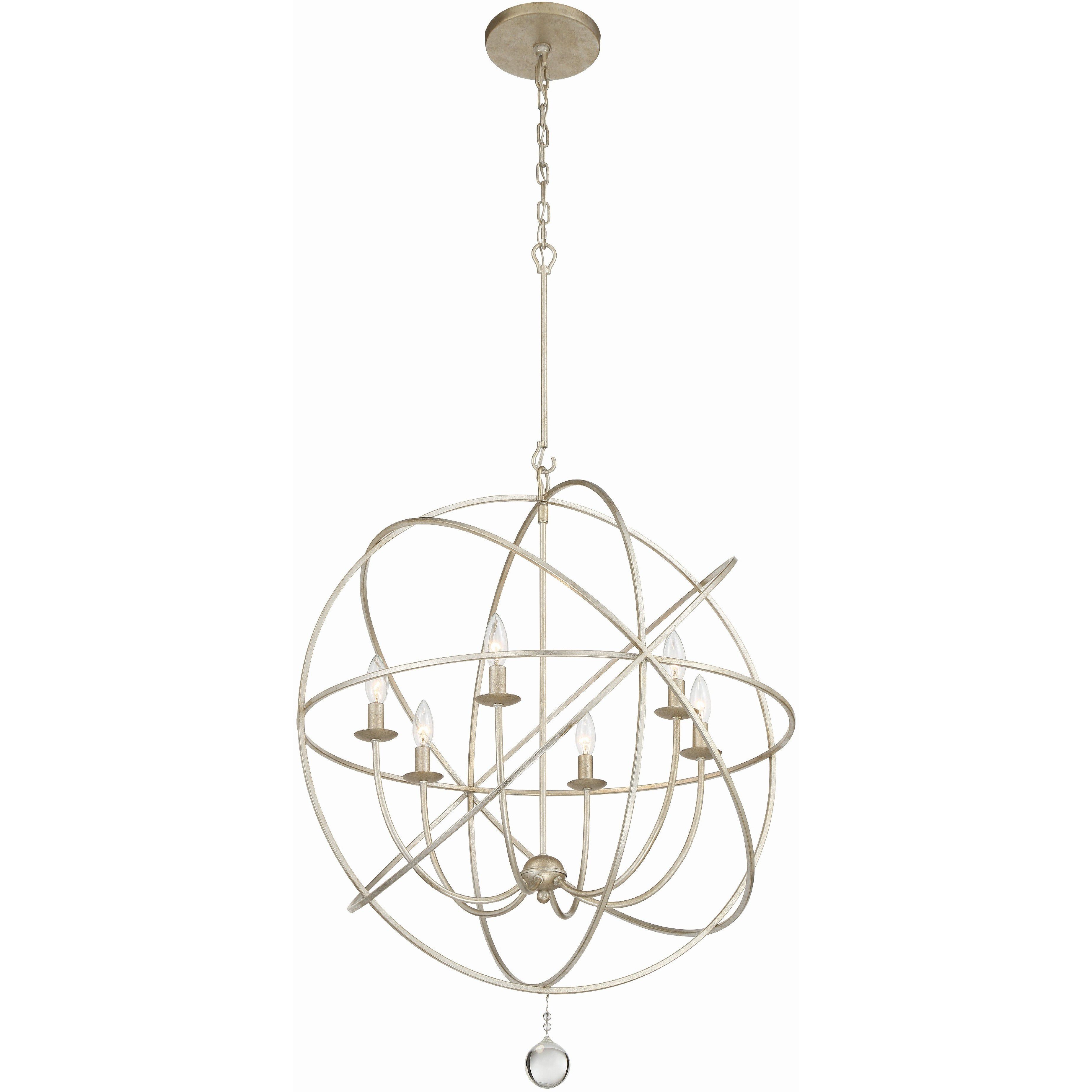 Solaris 6 Light 28.5 inch Olde Silver Chandelier Ceiling Light