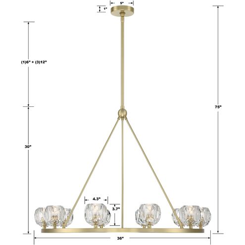Aragon 10 Light 36 inch Soft Brass Chandelier Ceiling Light in Clear