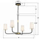 Niles 4 Light 34 inch Black Forged and Modern Gold Chandelier Ceiling Light