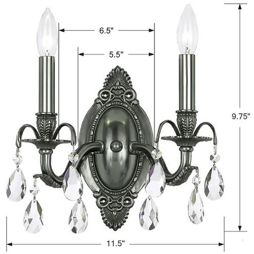 Dawson 2 Light 11.5 inch Pewter Sconce Wall Light in Clear Spectra