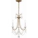 Karrington 3 Light 14 inch Aged Brass Mini Chandelier Ceiling Light