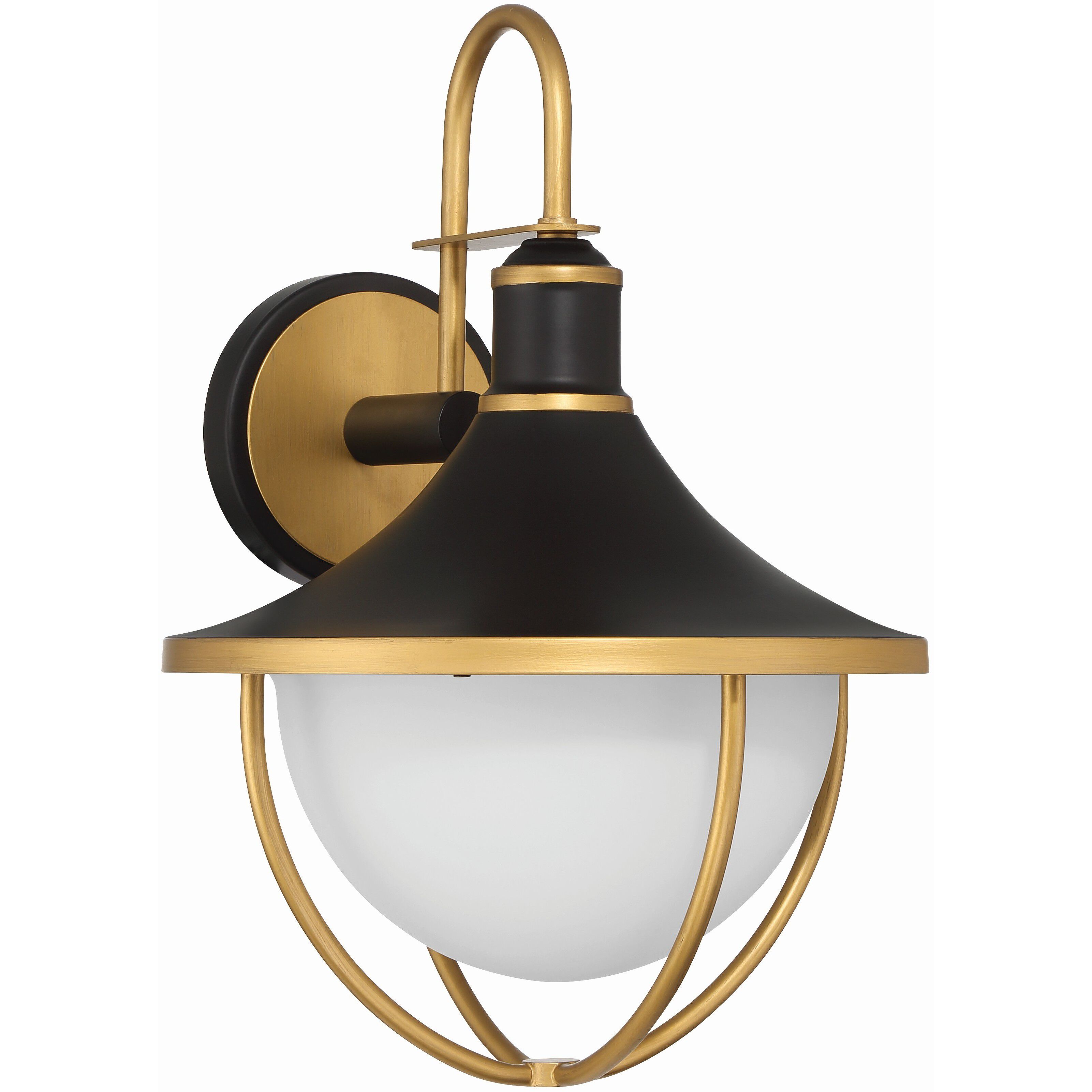 Atlas 1 Light 18.75 inch Matte Black/Textured Gold Outdoor Sconce