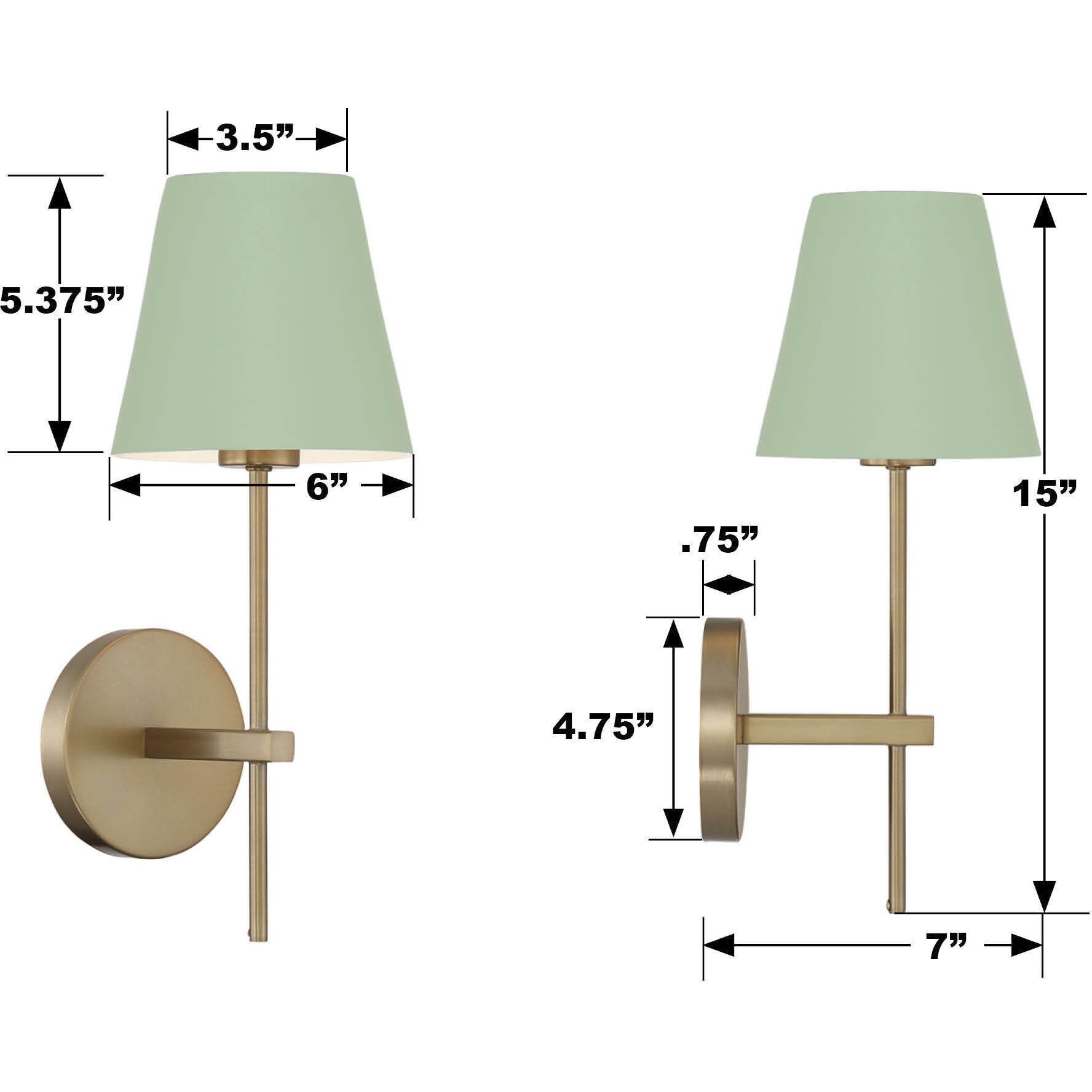 Xavier Bath Sconce Wall Light in Vibrant Gold and Green