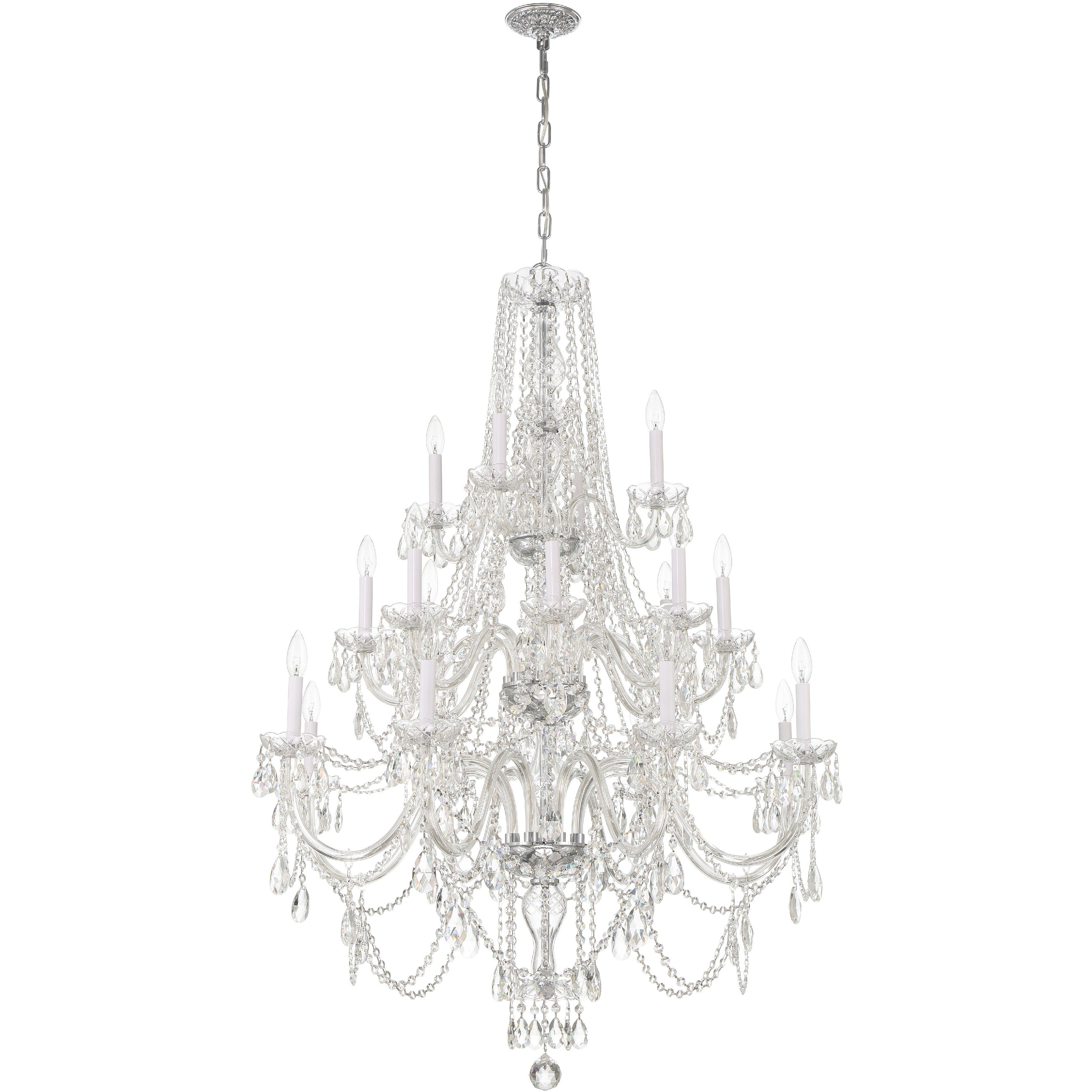 Traditional Crystal 20 Light 38 inch Polished Chrome Chandelier Ceiling Light