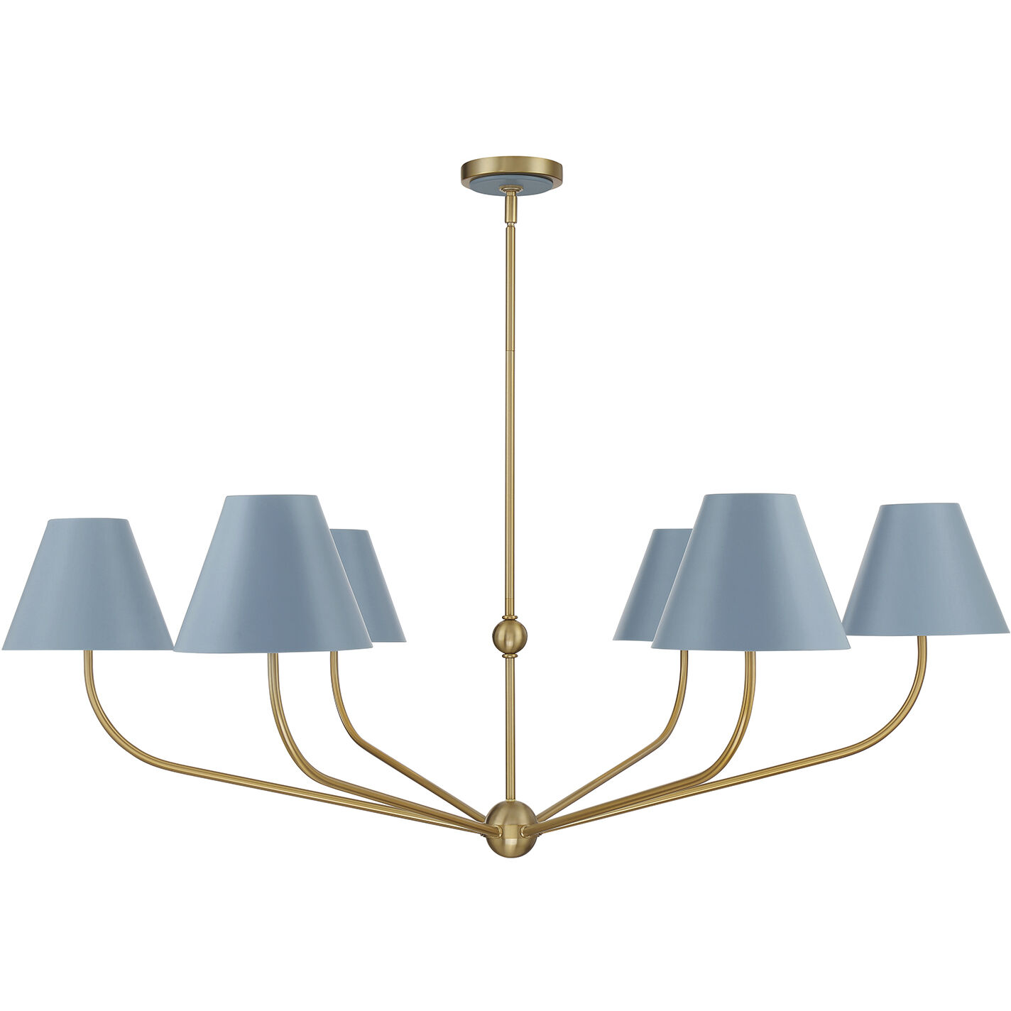Xavier 6 Light 48 inch Vibrant Gold Chandelier Ceiling Light in Vibrant Gold and Blue