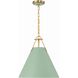 Xavier 3 Light 16 inch Vibrant Gold Pendant Ceiling Light in Vibrant Gold and Green