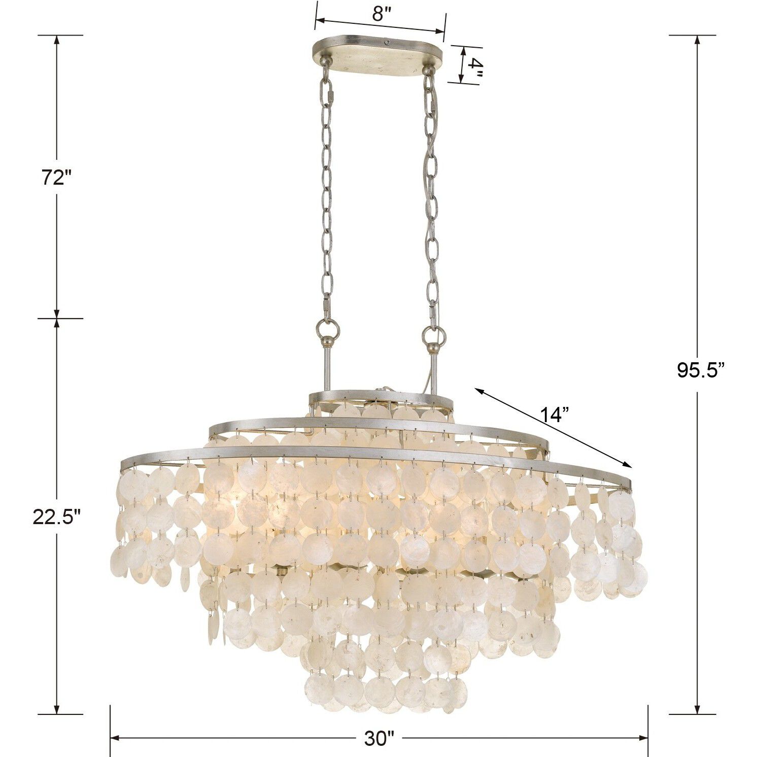 Brielle 6 Light 30 inch Antique Silver Chandelier Ceiling Light