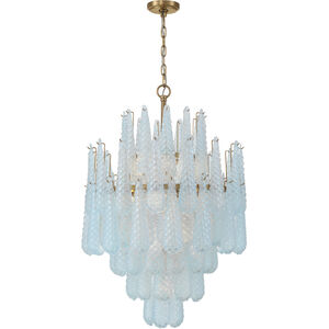 Ollie 16 Light 26.25 inch Aged Brass Chandelier Ceiling Light in Sand Glass Blue