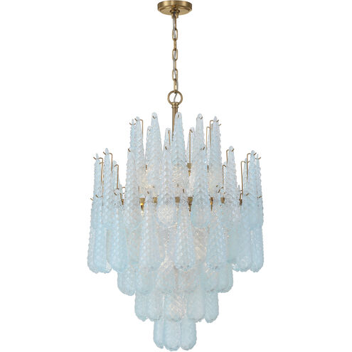 Ollie 16 Light 26.25 inch Aged Brass Chandelier Ceiling Light in Sand Glass Blue
