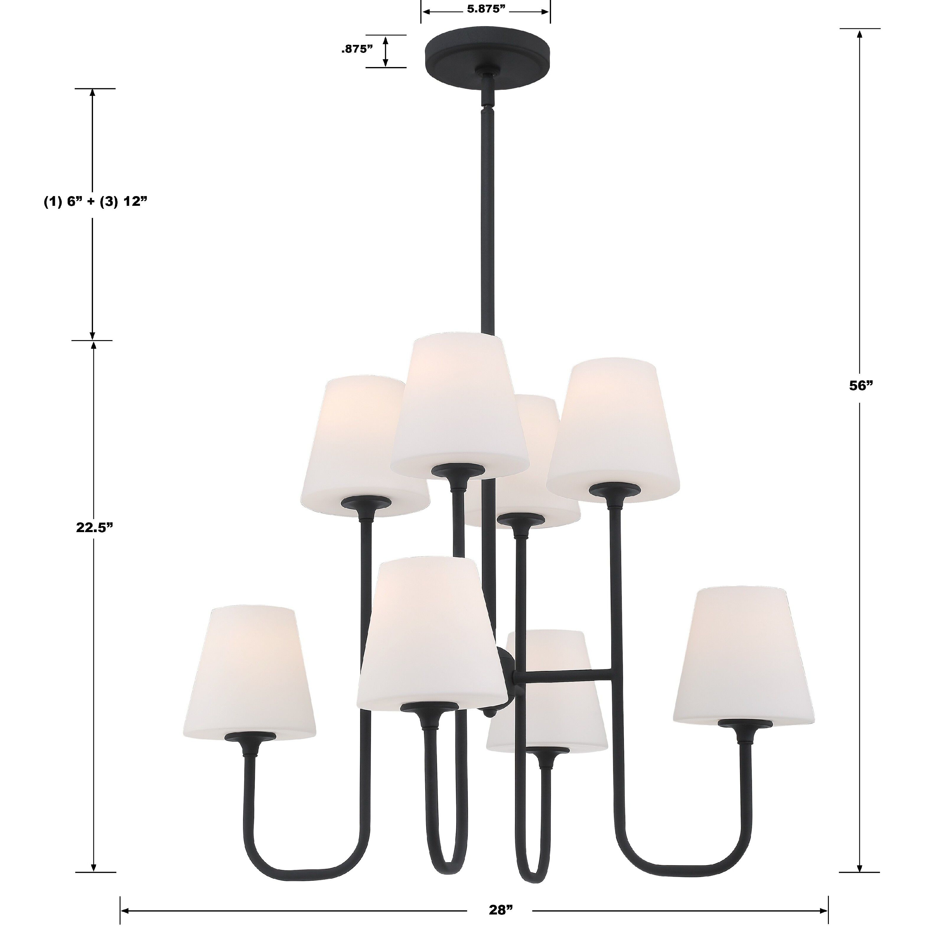 Keenan 8 Light 28 inch Black Forged Chandelier Ceiling Light