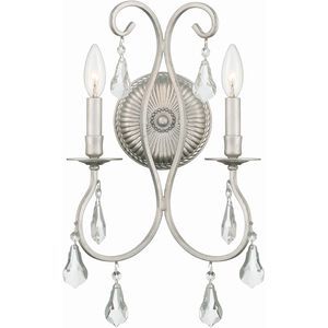 Ashton 2 Light 10.5 inch Olde Silver Sconce Wall Light in Clear Hand Cut