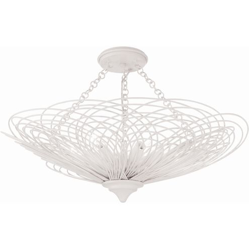 Doral 6 Light 24 inch Matte White Semi Flush Ceiling Light