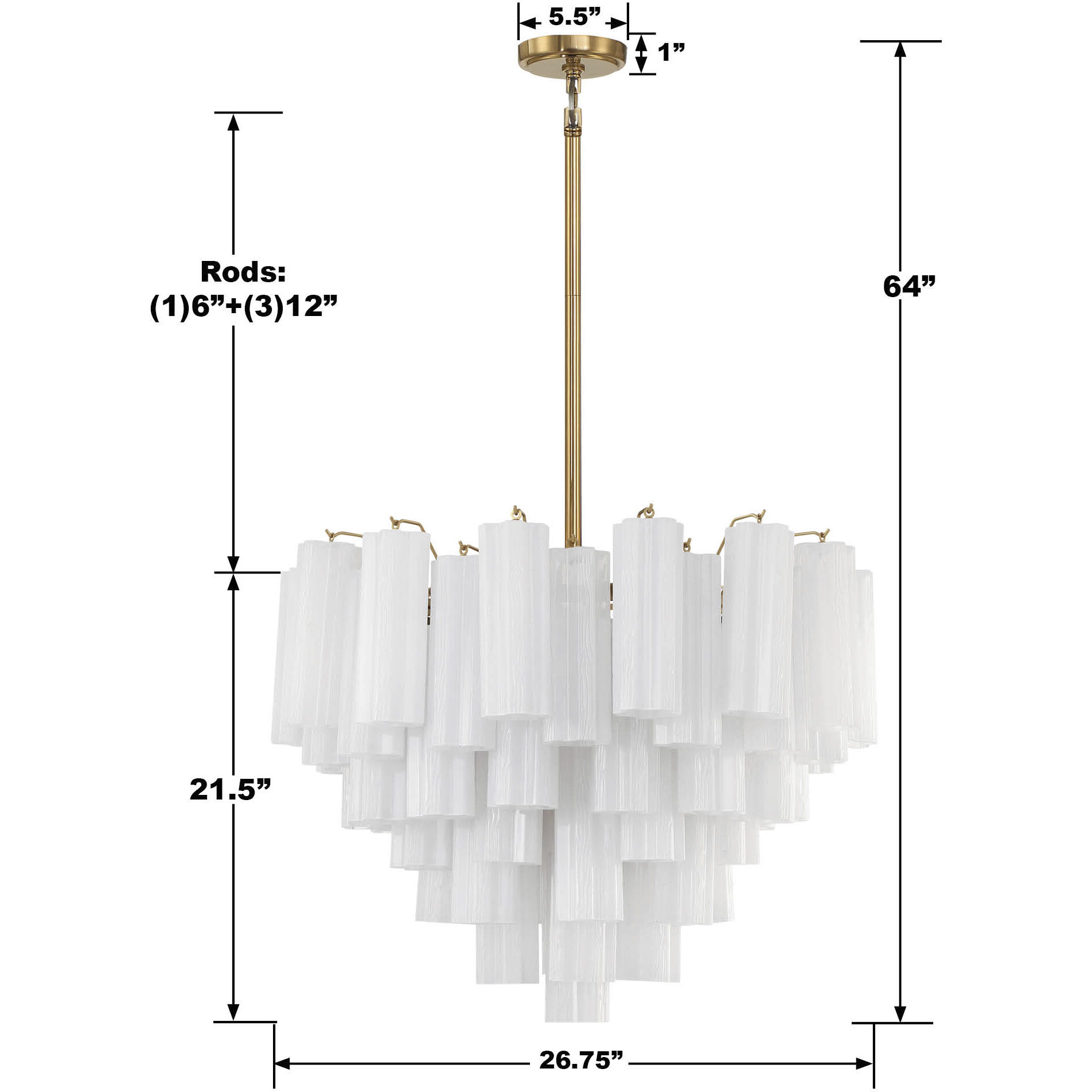 Addis 12 Light 26.75 inch Aged Brass Chandelier Ceiling Light in Tronchi Glass White
