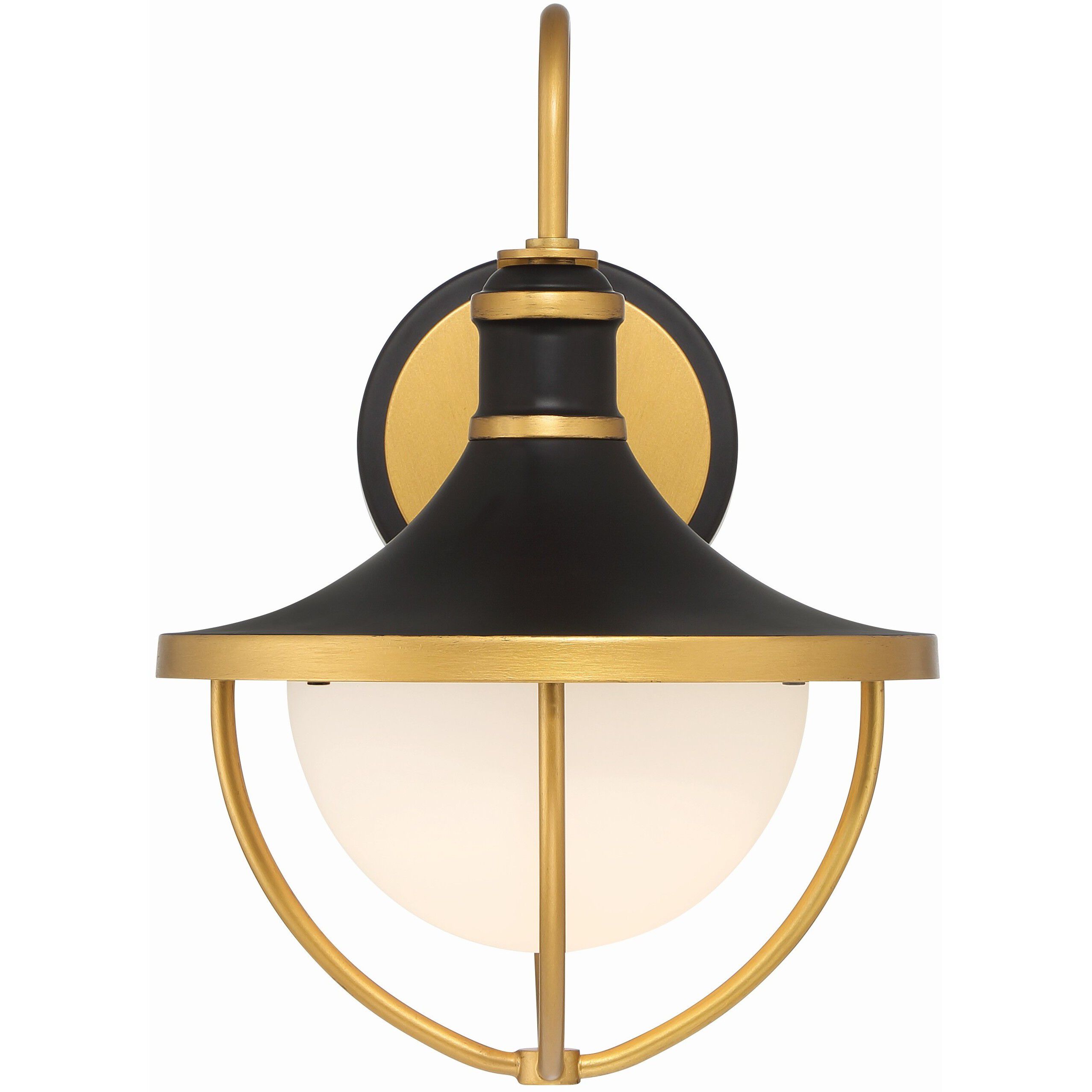 Atlas 1 Light 13.5 inch Matte Black/Textured Gold Outdoor Sconce