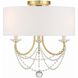 Delilah 3 Light 15.75 inch Aged Brass Semi Flush Ceiling Light