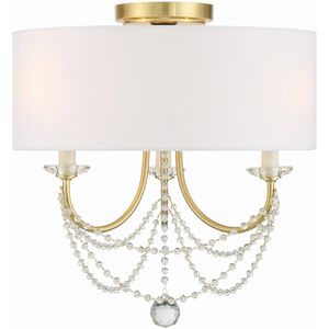 Delilah 3 Light 15.75 inch Aged Brass Semi Flush Ceiling Light