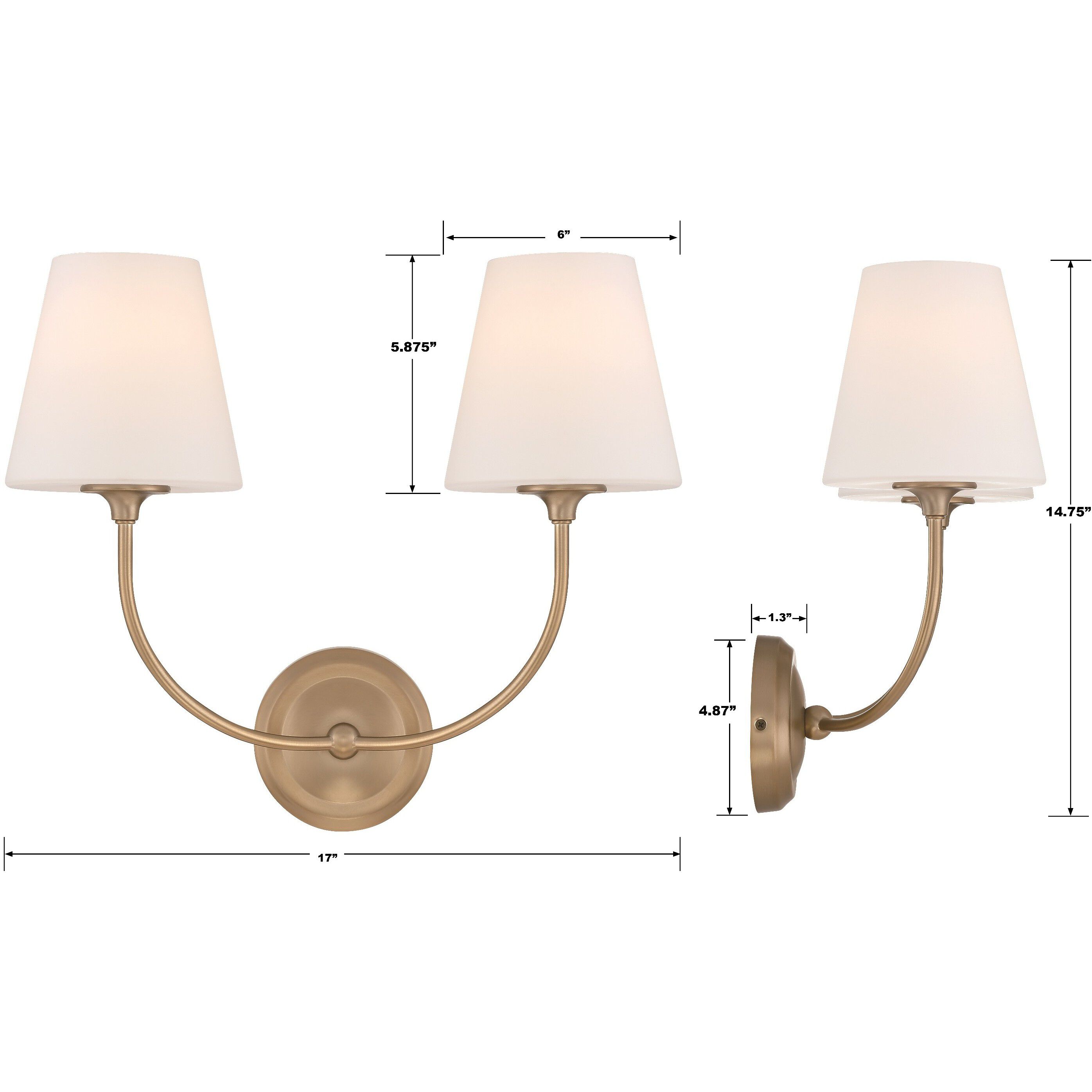 Sylvan 2 Light 17 inch Vibrant Gold Sconce Wall Light