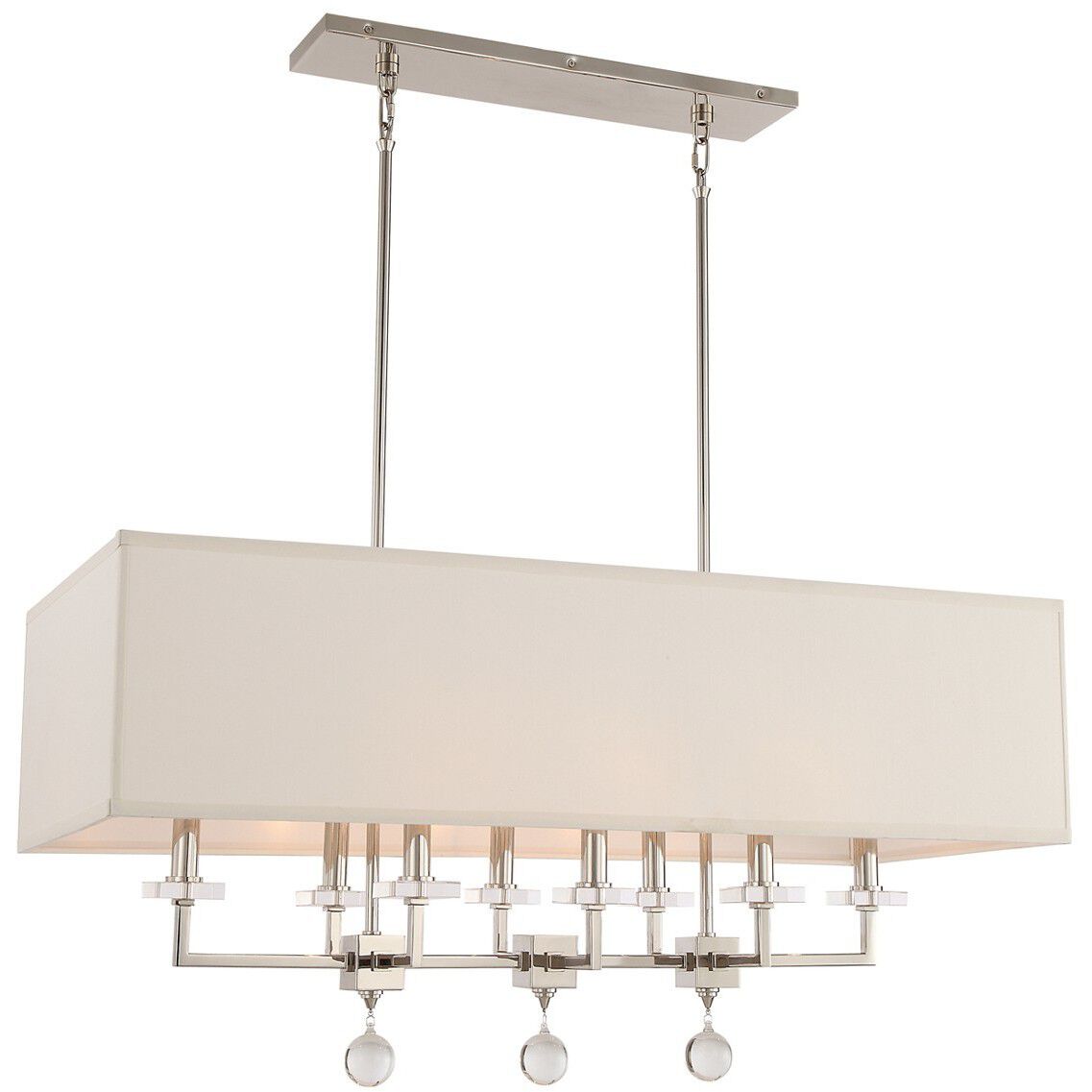 Paxton 8 Light 38 inch Polished Nickel Linear Chandelier Ceiling Light