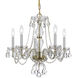 Traditional Crystal 5 Light 21 inch Polished Brass Chandelier Ceiling Light