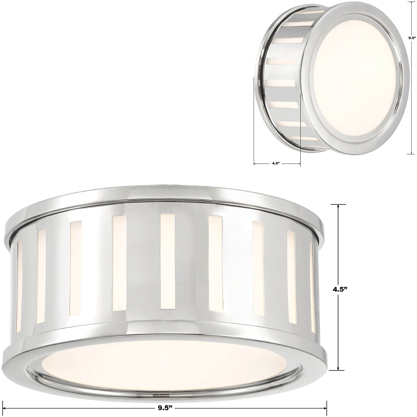 Kendal 2 Light 9.5 inch Polished Nickel Flush Ceiling Light