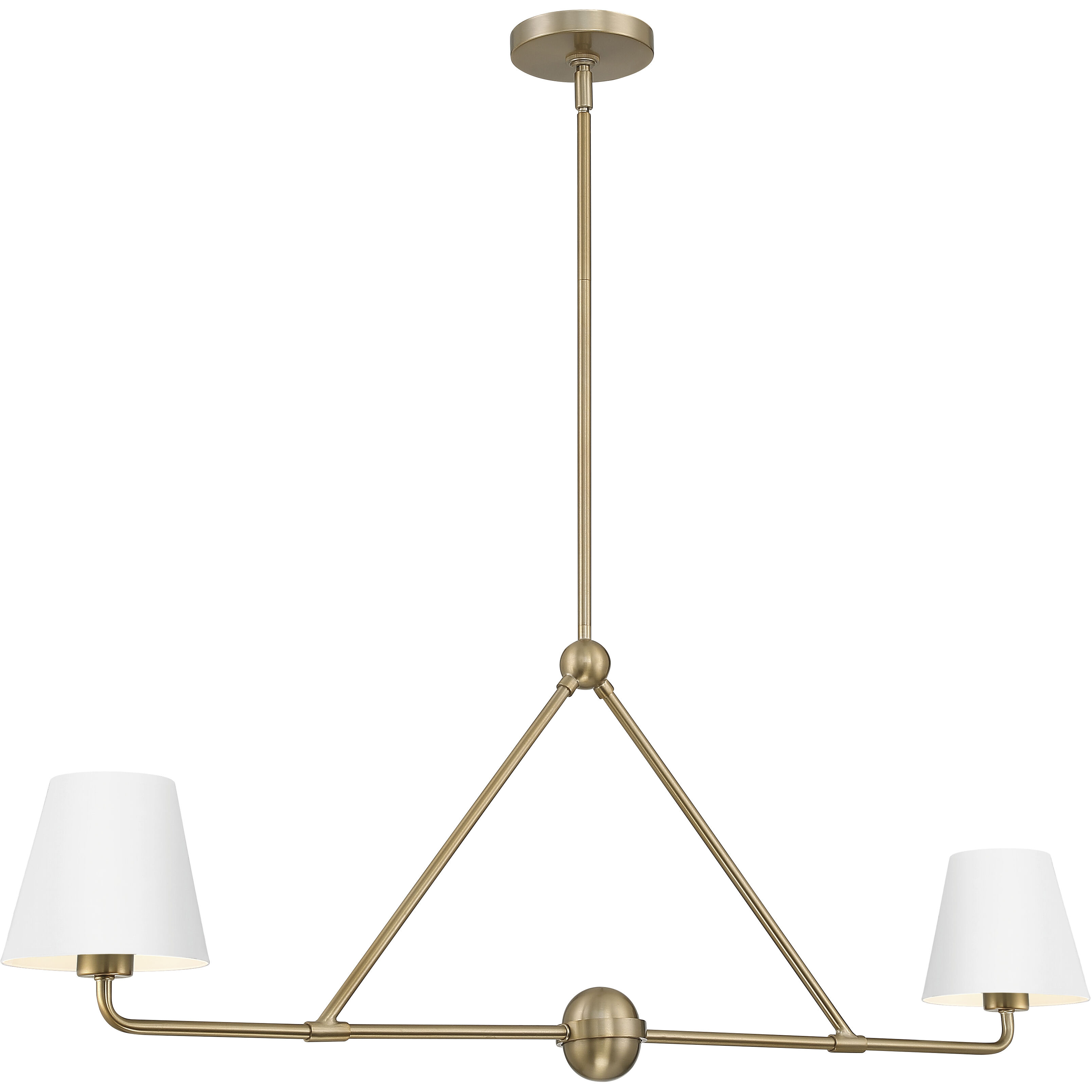 Xavier 2 Light 42 inch Vibrant Gold Linear Chandelier Ceiling Light in Vibrant Gold and White