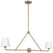 Xavier 2 Light 42 inch Vibrant Gold Linear Chandelier Ceiling Light in Vibrant Gold and White