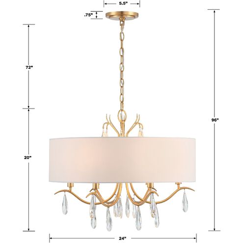 Rollins 6 Light 24 inch Antique Gold Chandelier Ceiling Light
