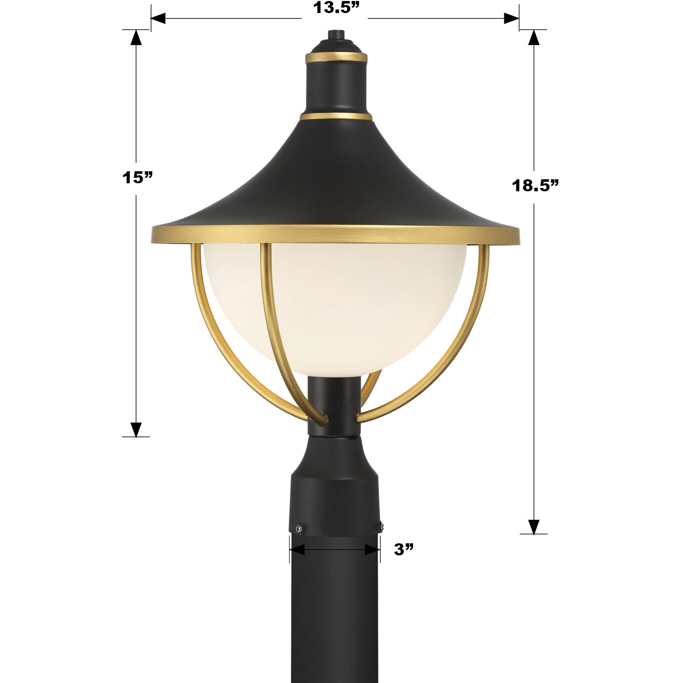 Atlas 1 Light 18.5 inch Matte Black/Textured Gold Outdoor Post