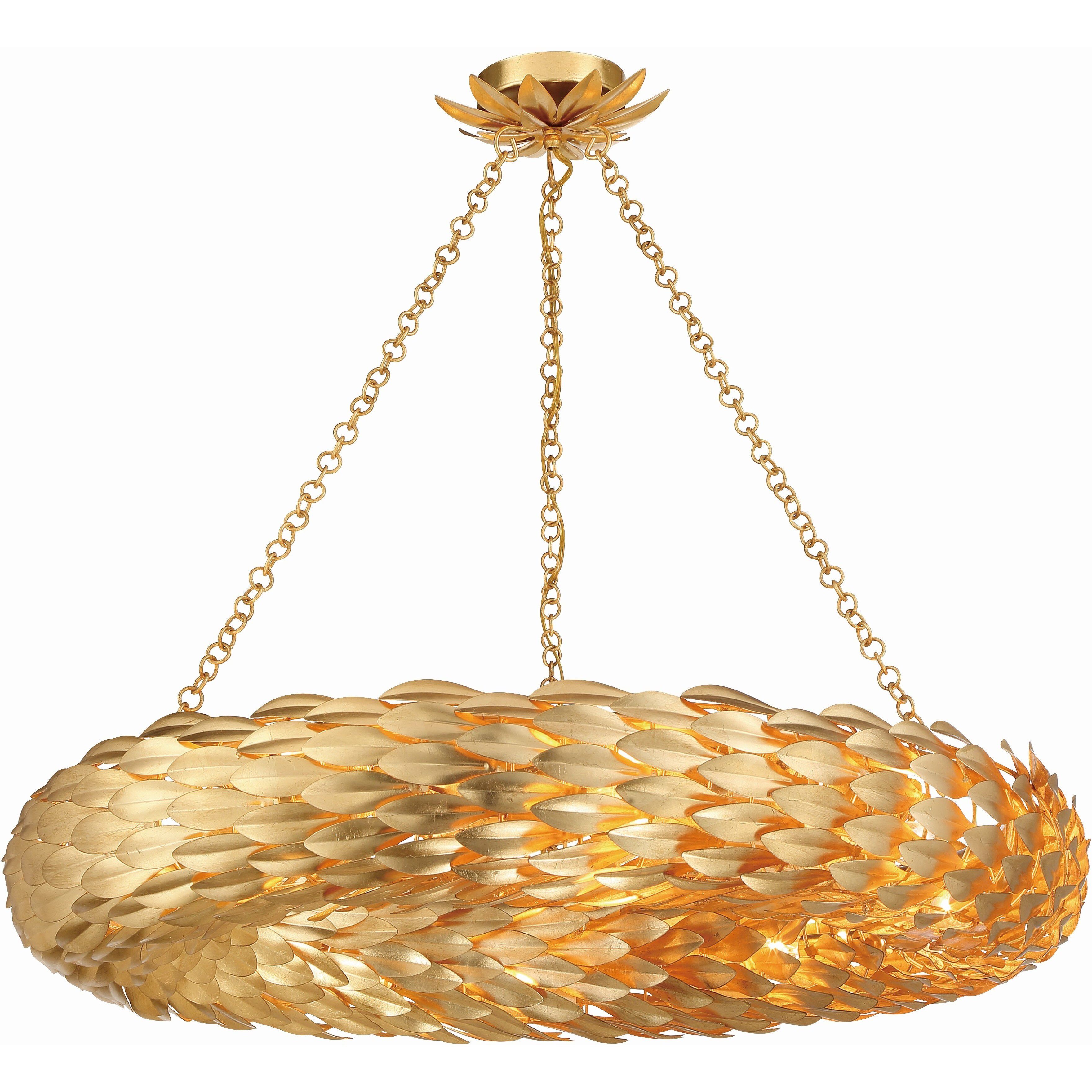 Broche 8 Light 33.5 inch Antique Gold Semi Flush Ceiling Light