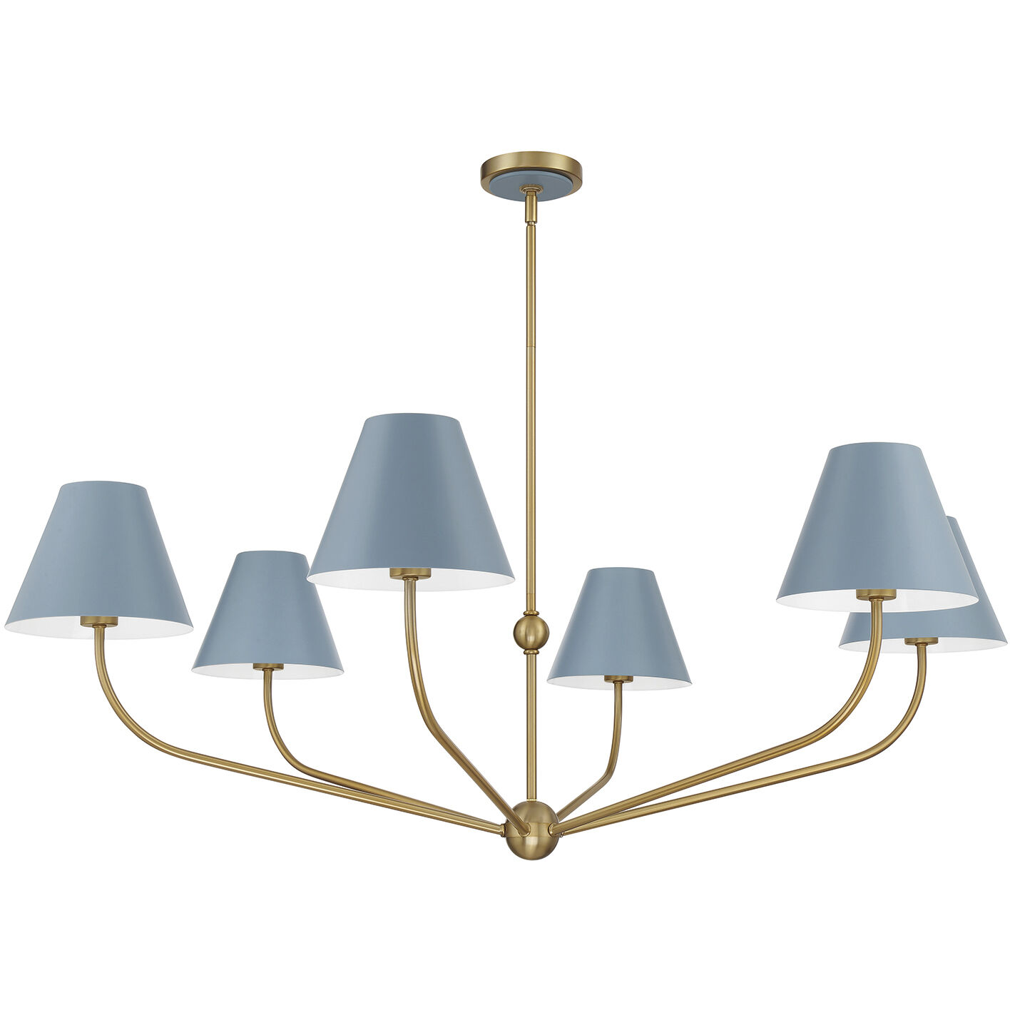 Xavier 6 Light 48 inch Vibrant Gold Chandelier Ceiling Light in Vibrant Gold and Blue