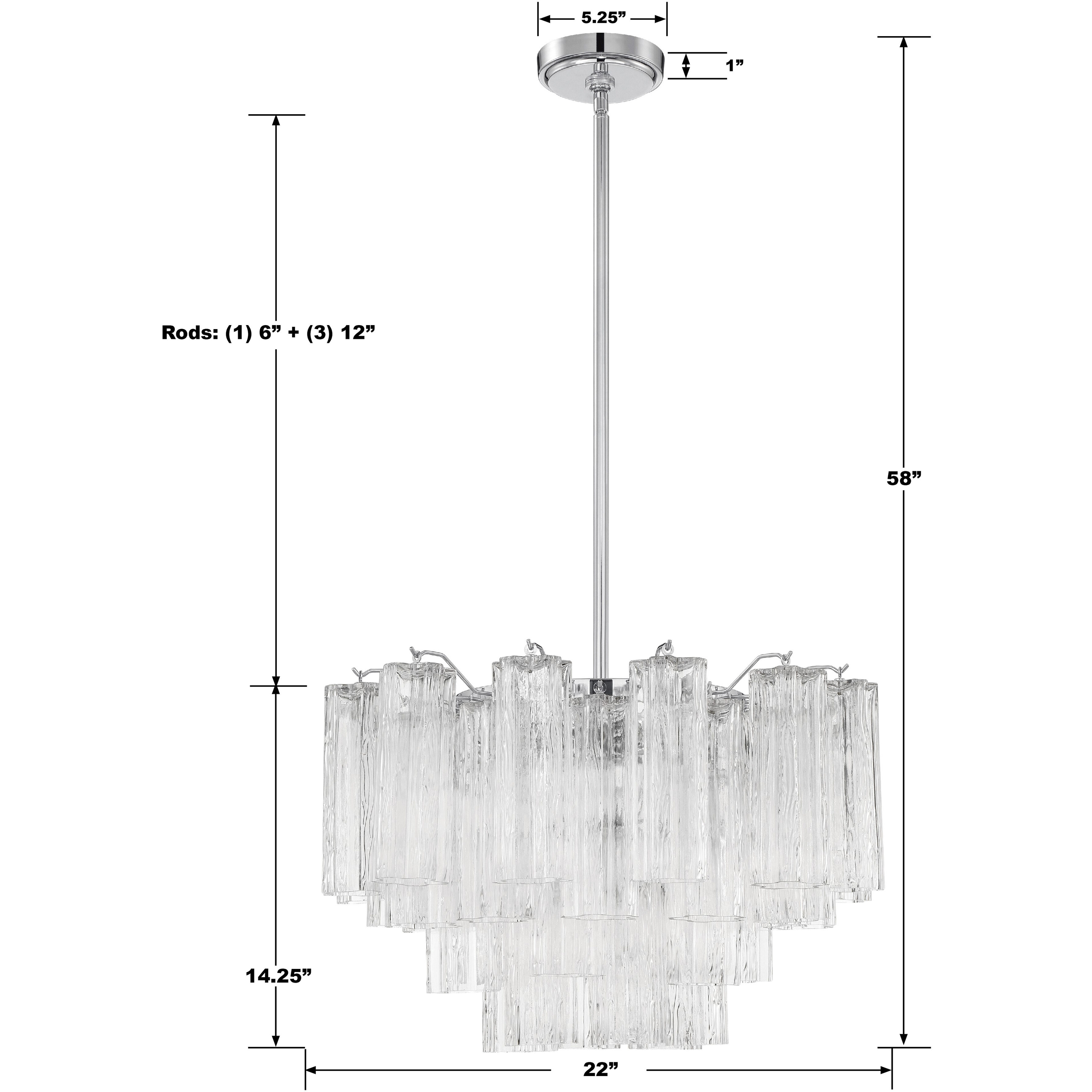 Addis 9 Light 22 inch Polished Chrome Chandelier Ceiling Light in Tronchi Glass Clear