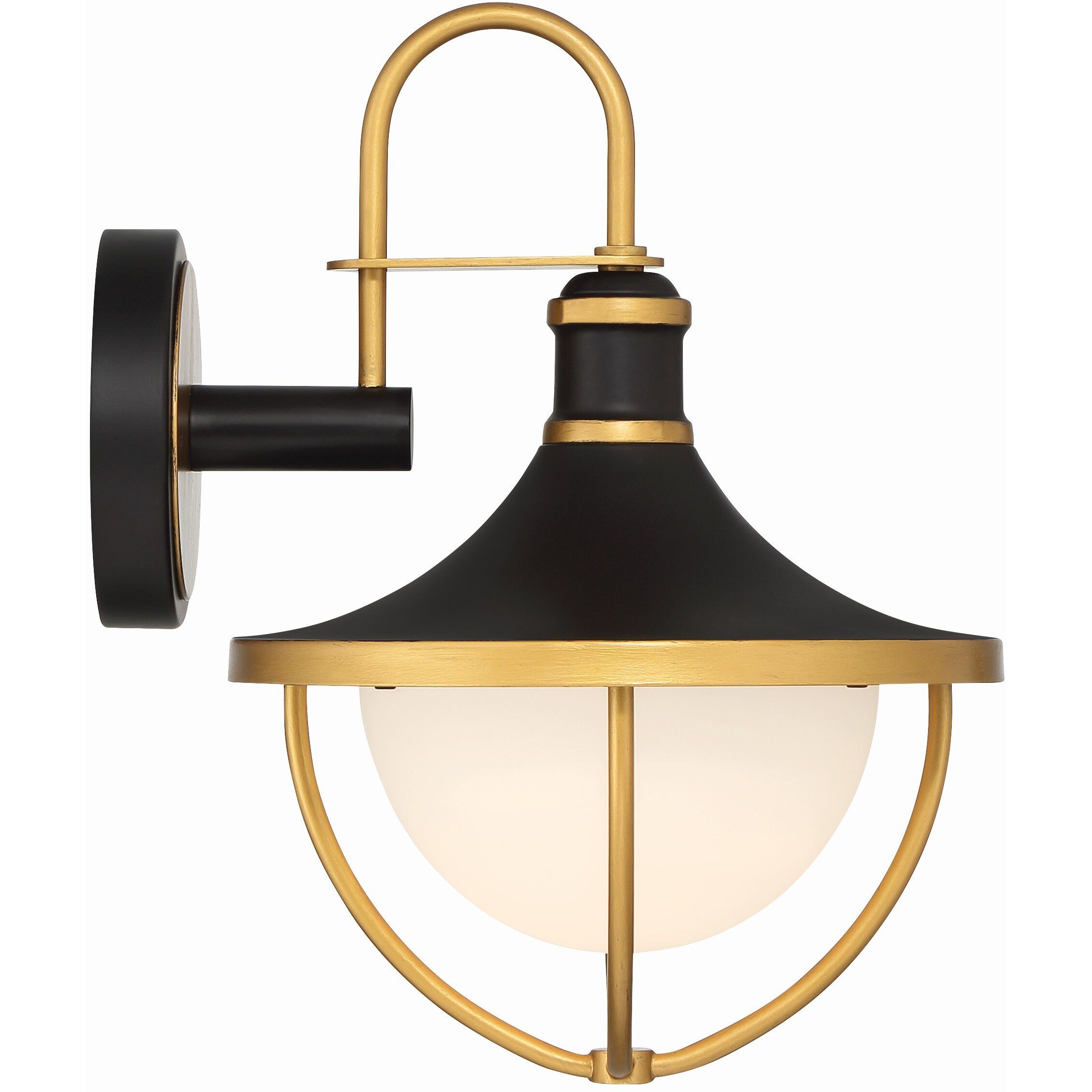 Atlas 1 Light 13.5 inch Matte Black/Textured Gold Outdoor Sconce