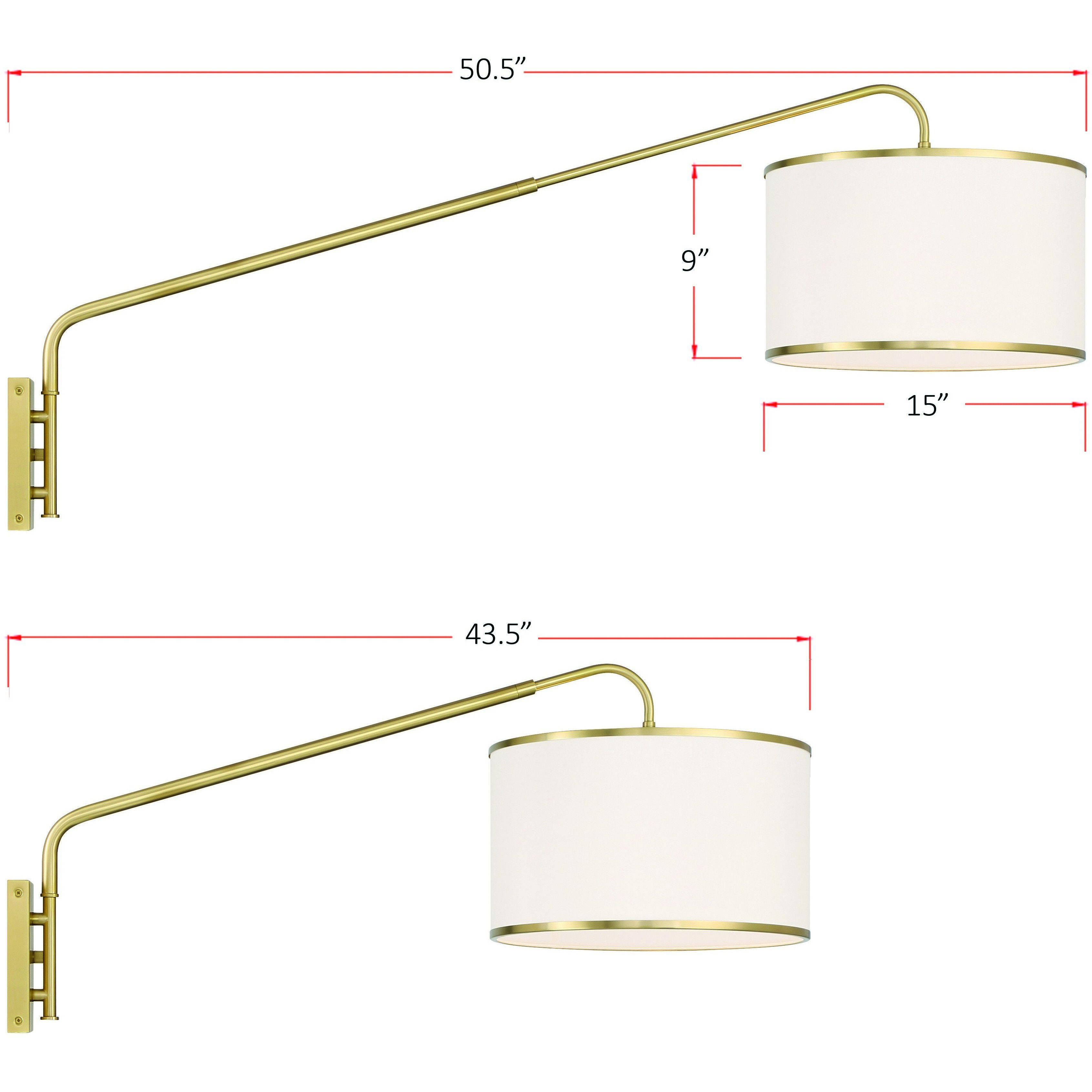 Mallory 50.5 inch 60.00 watt Soft Brass Task Sconce Wall Light
