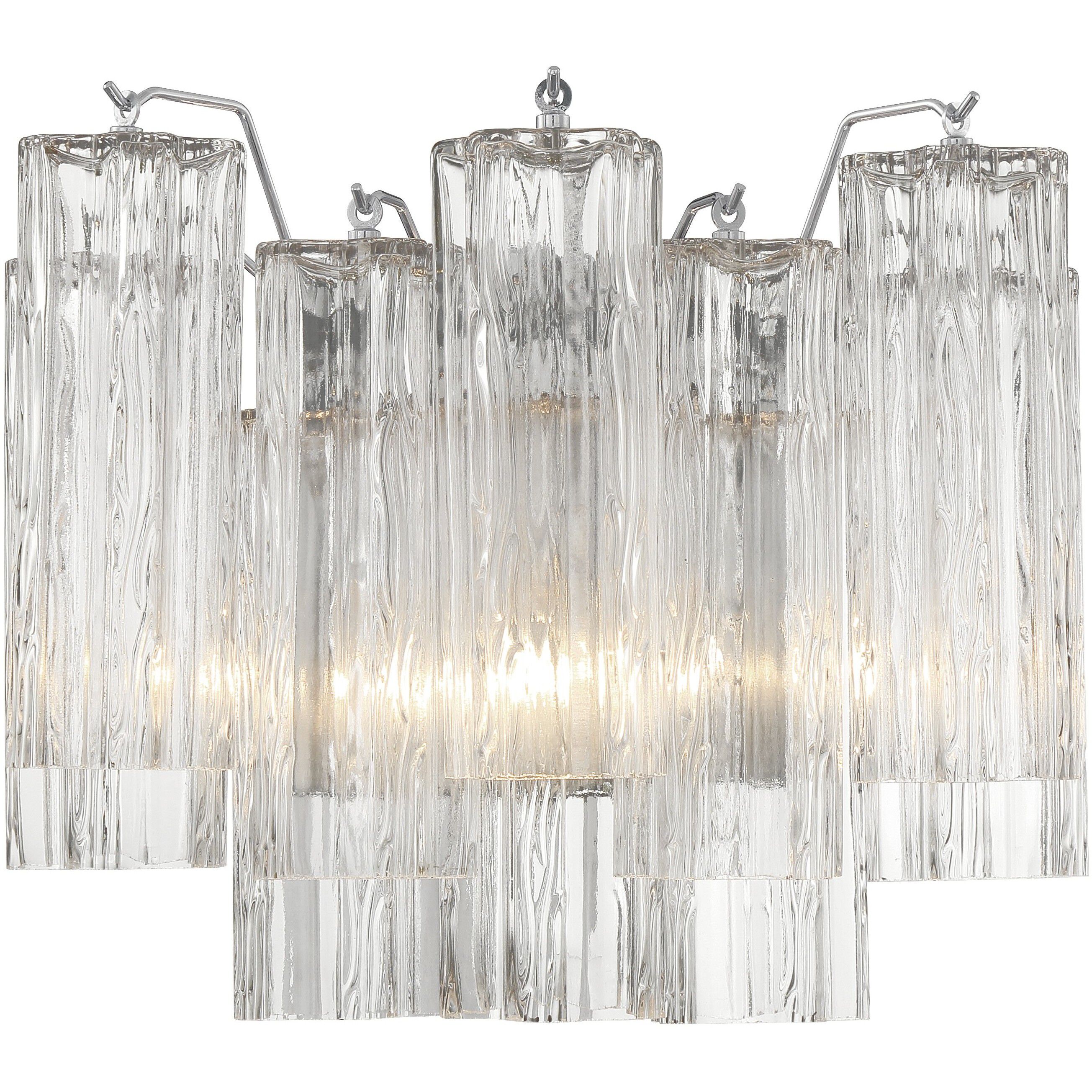Addis Bath Wall Light in Polished Chrome, Tronchi Glass Clear