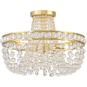 Seville 3 Light 16.5 inch Aged Brass Semi Flush Ceiling Light